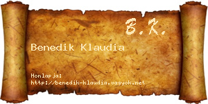 Benedik Klaudia névjegykártya